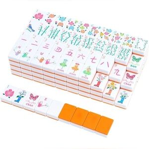 #Mahjong Tiles Flower Girls Tangerine Backs
